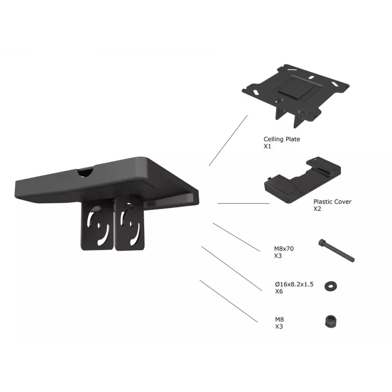 Placa de techo Multibrackets M Pro Series Negro Plástico Acero 165 mm