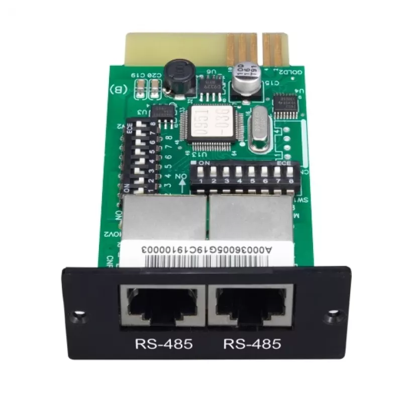 Tarjeta de gestión de red APC SRVSMB001 – Interfaz RS-485, 52×80×26 mm, negro/verde