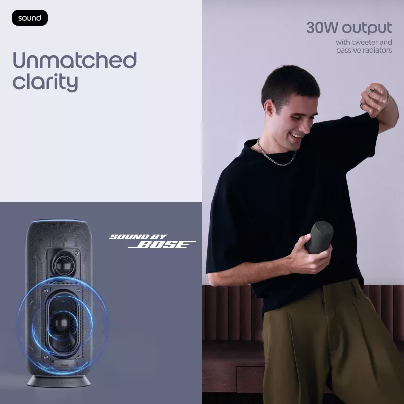 Altavoz portátil mono Motorola moto sound flow Carbon – 30 W RMS, USB-C, inalámbrico, carcasa de tela