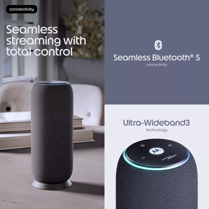 Altavoz portátil mono Motorola moto sound flow Carbon – 30 W RMS, USB-C, inalámbrico, carcasa de tela
