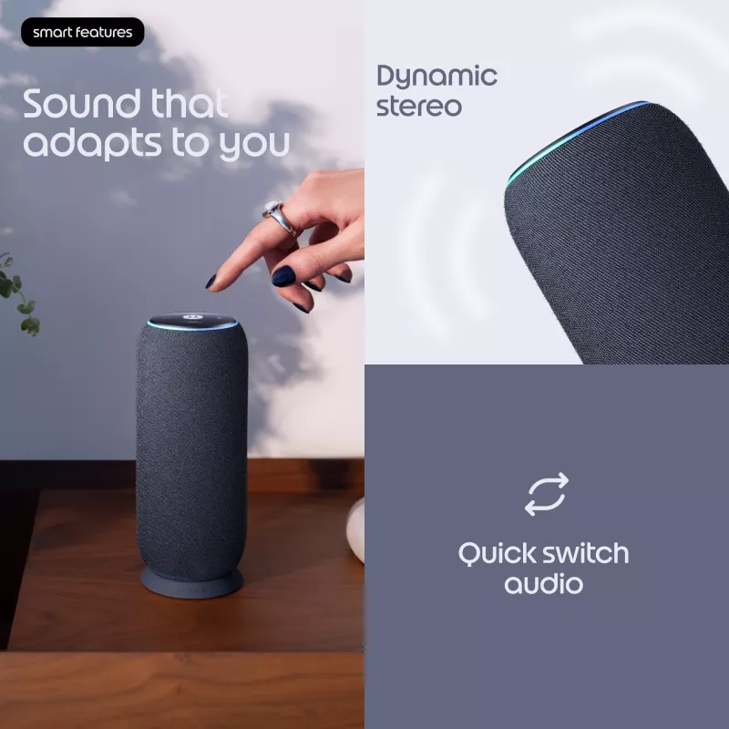 Altavoz portátil mono Motorola moto sound flow Carbon – 30 W RMS, USB-C, inalámbrico, carcasa de tela
