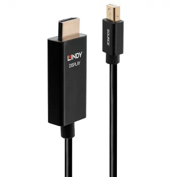 Lindy Cable activo Mini DisplayPort a HDMI de 0,5 m con HDR, 0,5 m, Mini DisplayPort, HDMI, conector macho, conector macho, Recto