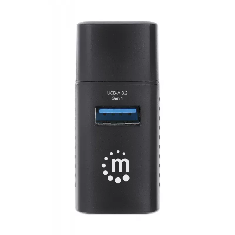 Manhattan Hub USB-C de 3 puertos, ULTRA COMPACTO, 3 puertos USB-A (1x 5 Gbps USB 3.2 Gen1 aka USB 3.0, 3 x 480 Mbps USB 2.0), alimentado por USB (no requiere fuente de alimentación externa)