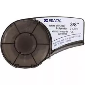 Etiqueta de impresora autoadhesiva Brady 139748, poliéster, 6,4 m × 0,953 mm, negro sobre blanco