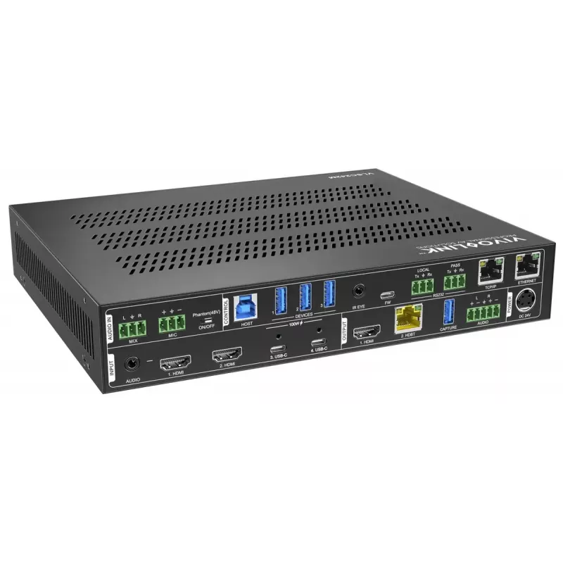Escalador de vídeo Vivolink VLSC242M, carcasa de metal, HDCP 1.4/2.2, AC 110–230V, 250×200×44 mm