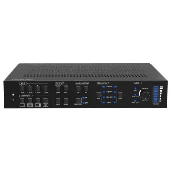 Escalador de vídeo Vivolink VLSC242M, carcasa de metal, HDCP 1.4/2.2, AC 110–230V, 250×200×44 mm