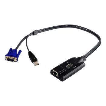 Cable adaptador KVM ATEN USB - VGA a Cat5e/6 (módulo CPU), USB, USB, VGA, negro, azul, metálico, RJ-45, 1 x RJ-45