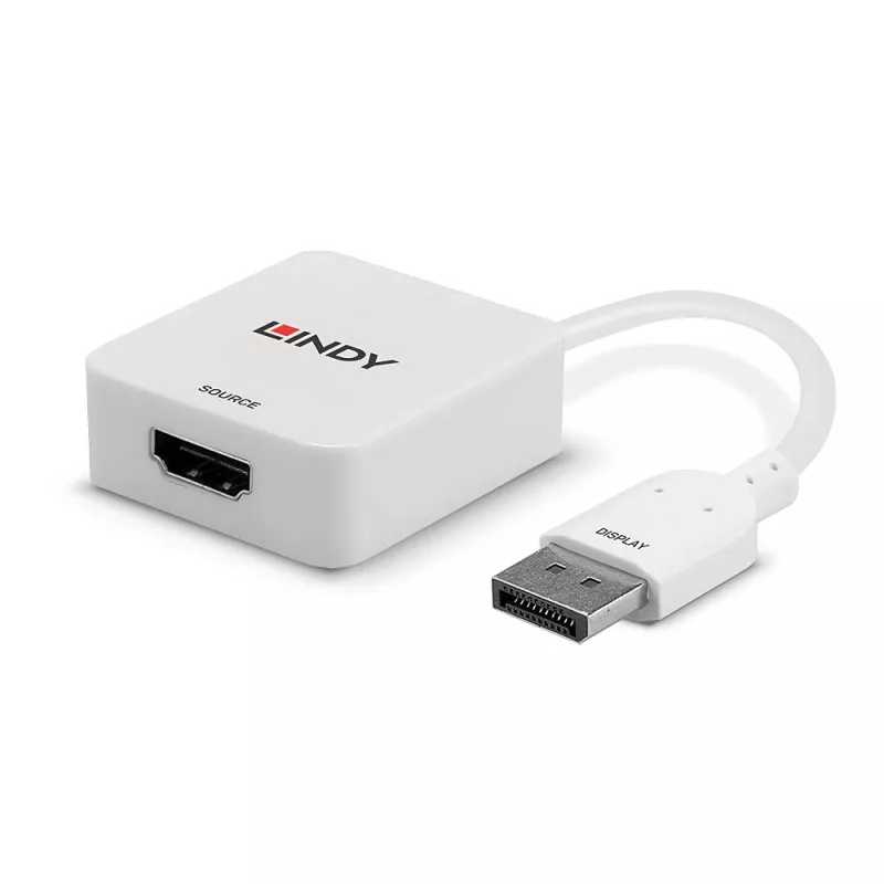 Convertidor Lindy HDMI 18G a DisplayPort 1.2, 0,095 m, HDMI Type-A (estándar), DisplayPort, conector hembra, conector macho, recto