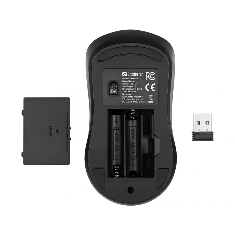 Ratón inalámbrico Sandberg Saver negro, ambidiestro, RF Wireless, 1600 DPI, negro