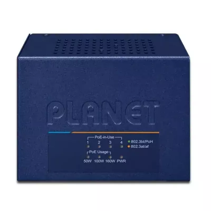 PLANET UPOE-400 hub inyector PoE 802.3bt Multi-Gigabit de 4 puertos