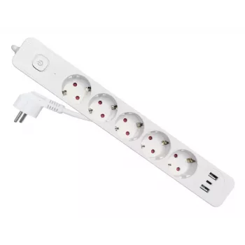 Alargador de corriente Equip 245555 2,5 m 5 tomas AC para interior blanco