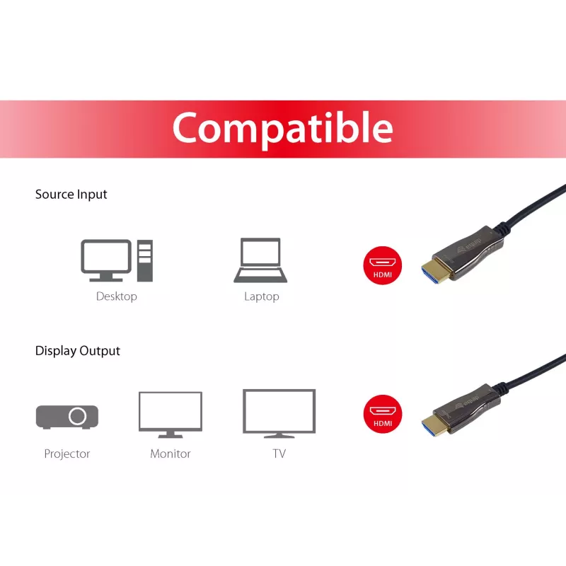Cable óptico activo HDMI 2.0 Equip, 15 m, 4K/60Hz
