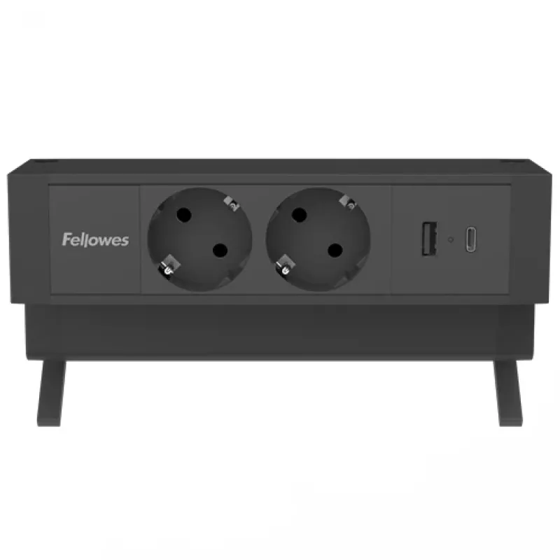 Alargador de corriente Fellowes 100137182 2 m 2 toma(s) AC para interior negro