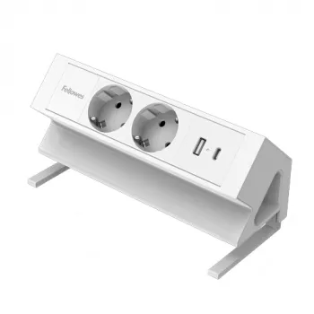 Alargador de corriente Fellowes 100137183 2 m 2 tomas AC para interior blanco