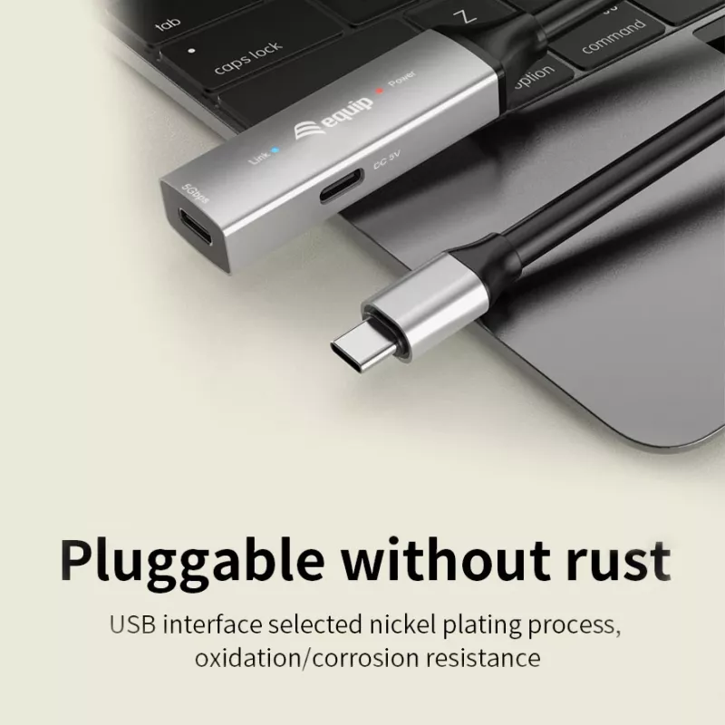Cable alargador activo USB-C a USB-C EQUIP 5 m, USB 3.2 Gen 1 (5 Gbit/s), contactos niquelados, negro
