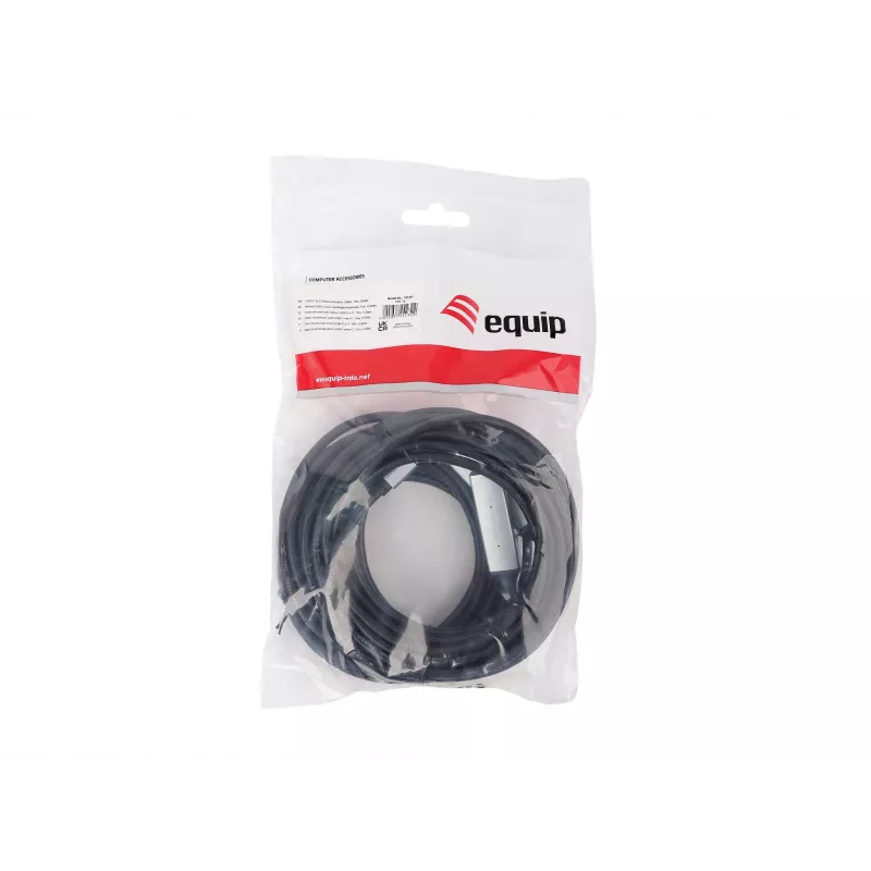 Cable alargador activo USB-C a USB-C EQUIP 10 m, USB 3.2 Gen 1 (5 Gbit/s), negro