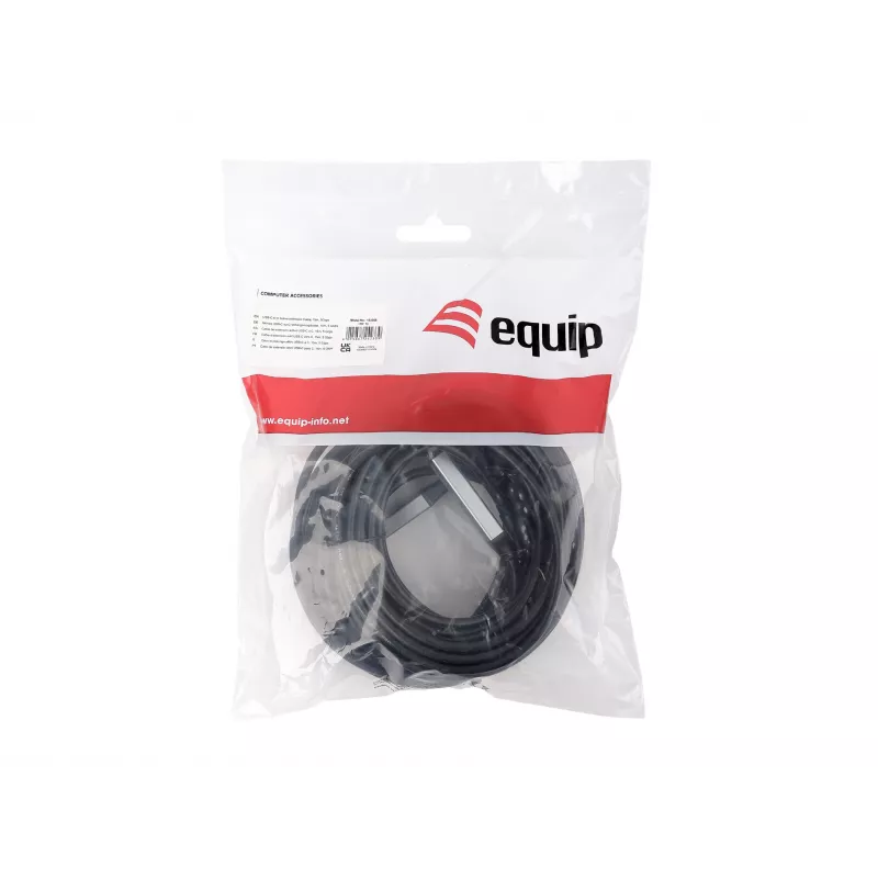 Cable alargador activo USB-C EQUIP 15 m, USB 3.2 Gen 1 (5 Gbps), contactos de níquel, negro