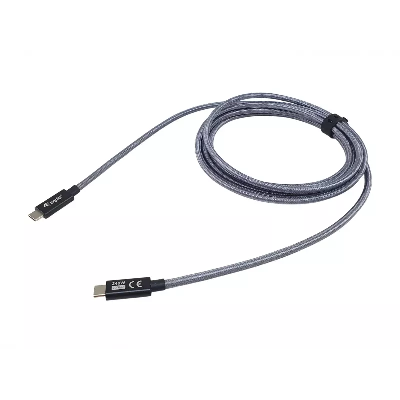 Cable USB-C a USB-C EQUIP 2,0 m — USB 3.2 Gen 2x2, 20 Gbps, PD 240W, 4K/60Hz, negro