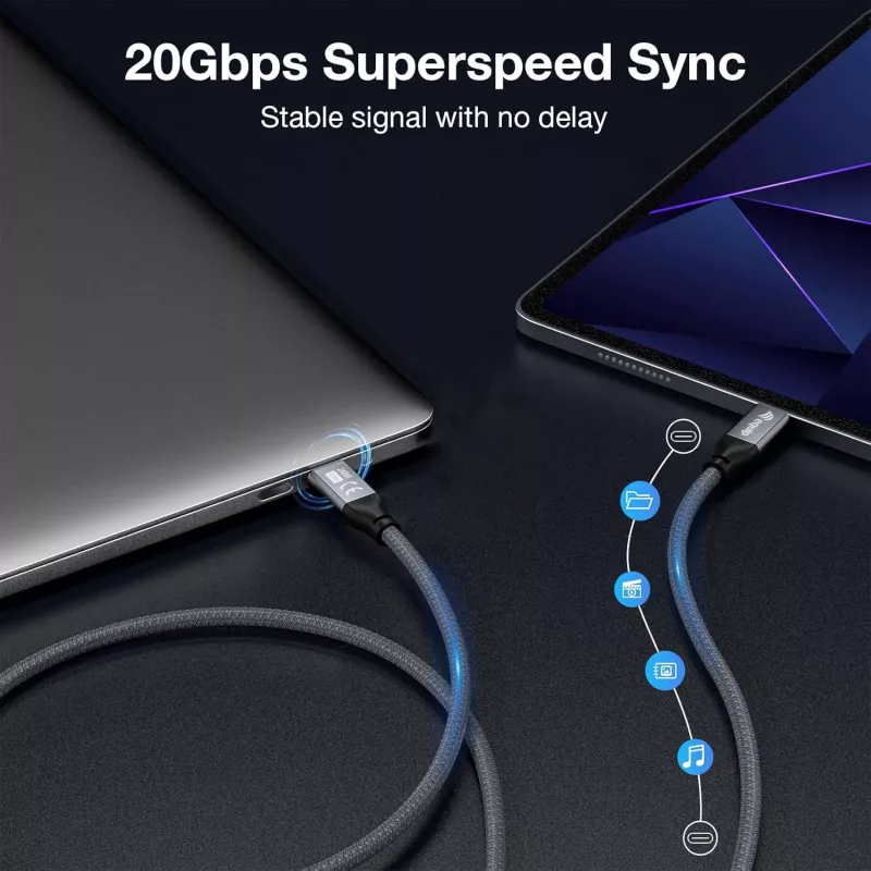 Cable USB-C a USB-C EQUIP 2,0 m — USB 3.2 Gen 2x2, 20 Gbps, PD 240W, 4K/60Hz, negro