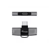 Adaptador USB-C OTG 2 en 1 EQUIP 133479 — 100W PD, 10Gbit/s, 1x USB-C a 2x USB-C, gris