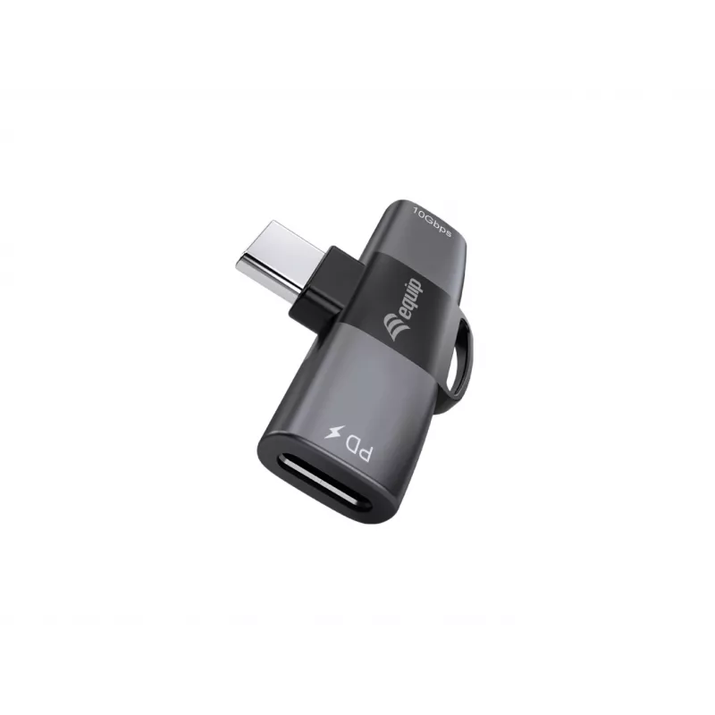 Adaptador USB-C OTG 2 en 1 EQUIP 133479 — 100W PD, 10Gbit/s, 1x USB-C a 2x USB-C, gris