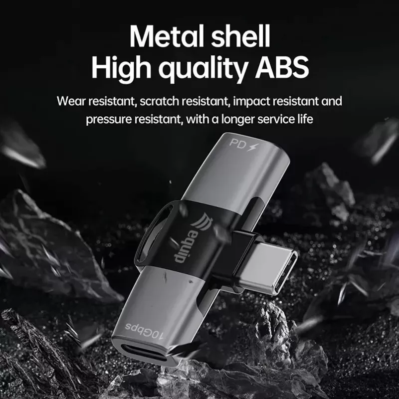 Adaptador USB-C OTG 2 en 1 EQUIP 133479 — 100W PD, 10Gbit/s, 1x USB-C a 2x USB-C, gris