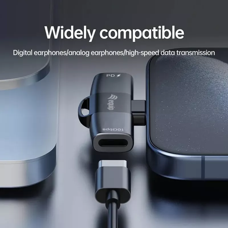 Adaptador USB-C OTG 2 en 1 EQUIP 133479 — 100W PD, 10Gbit/s, 1x USB-C a 2x USB-C, gris