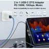 Adaptador USB-C OTG 2 en 1 EQUIP 133479 — 100W PD, 10Gbit/s, 1x USB-C a 2x USB-C, gris