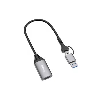 Adaptador USB a HDMI EQUIP 133498 (conector USB-C y USB-A a HDMI, 1080p, carcasa de aluminio, gris)