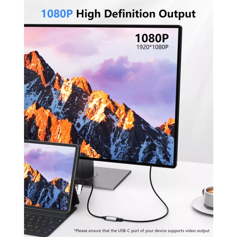 Adaptador USB a HDMI EQUIP 133498 (conector USB-C y USB-A a HDMI, 1080p, carcasa de aluminio, gris)