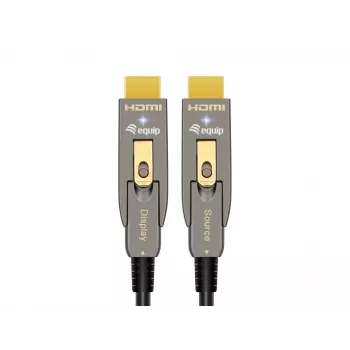 Cable óptico activo HDMI 2.0 EQUIP 20 m, Type-A/Type-D desmontables, 4K/60Hz, 18 Gbit/s, contactos dorados