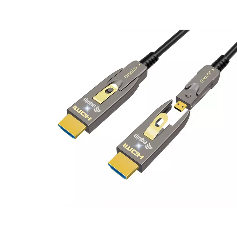 Cable óptico activo HDMI 2.1 EQUIP, conectores Type-D y A desmontables, 20 m, 48 Gbit/s, 8K/60Hz
