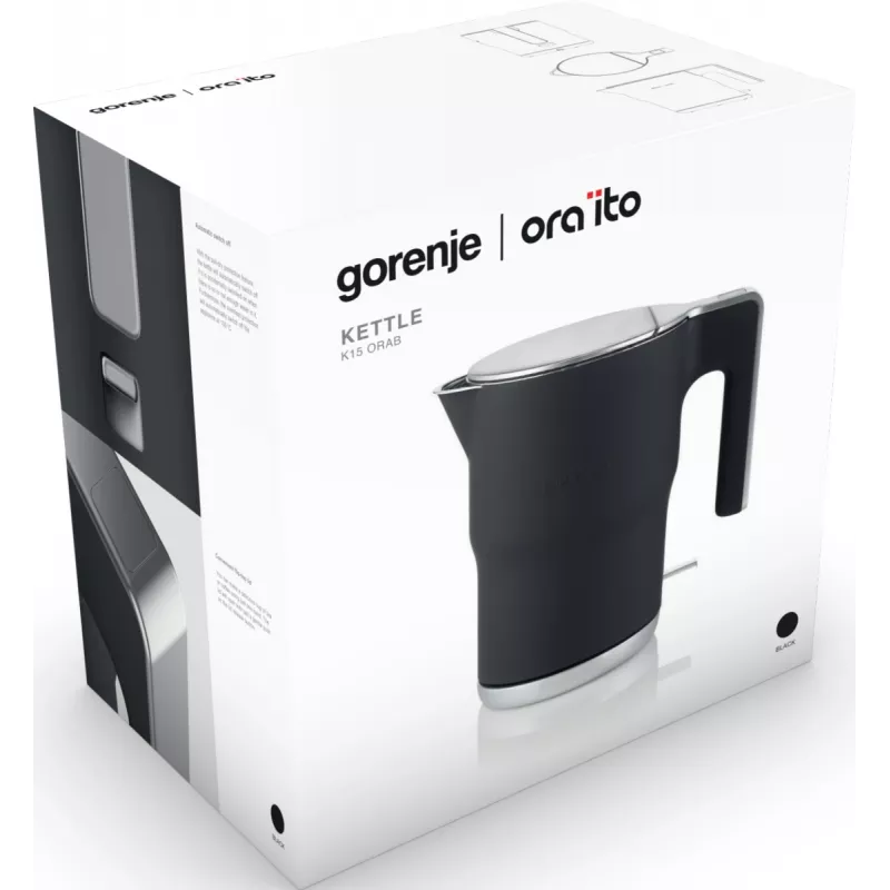 Hervidor Gorenje K15ORAB, 1,5 l, 2400 W, Negro