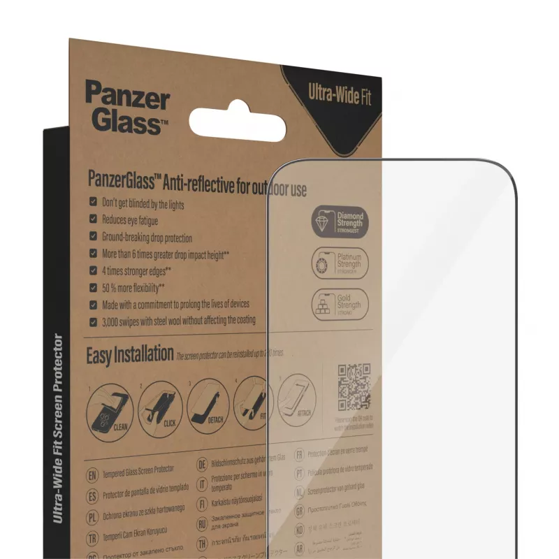Protector de pantalla PanzerGlass® Anti-Reflective iPhone 14 Pro | Ultra-Wide Fit con EasyAligner