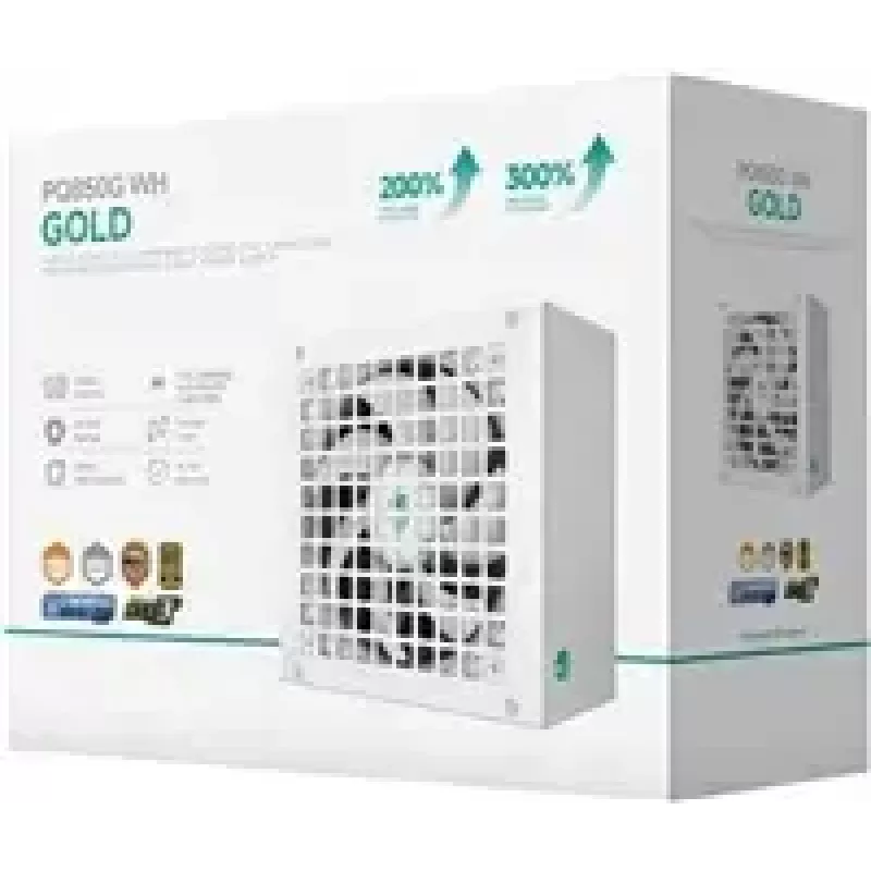 Fuente de alimentación DeepCool GAMERSTORM PQ850G WH 850W, ventilador de 120mm, totalmente modular, 80+ Gold, ATX 3.1, blanco