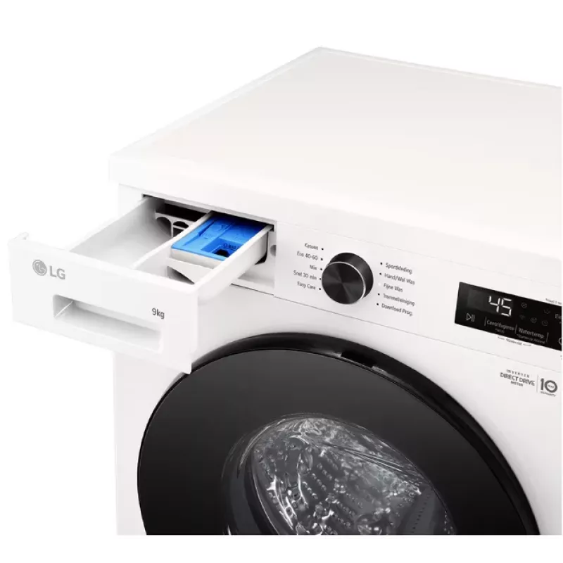 Lavadora de carga frontal LG F4X1009NWB — 9 kg, 1310 rpm, clase A, blanca