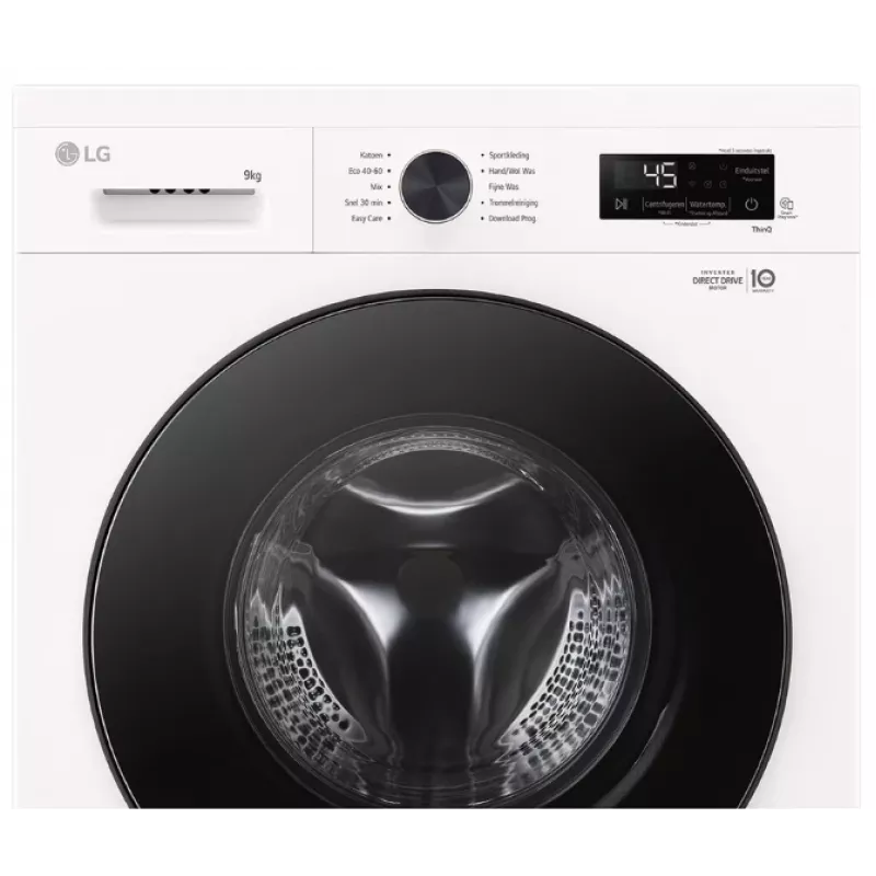 Lavadora de carga frontal LG F4X1009NWB — 9 kg, 1310 rpm, clase A, blanca