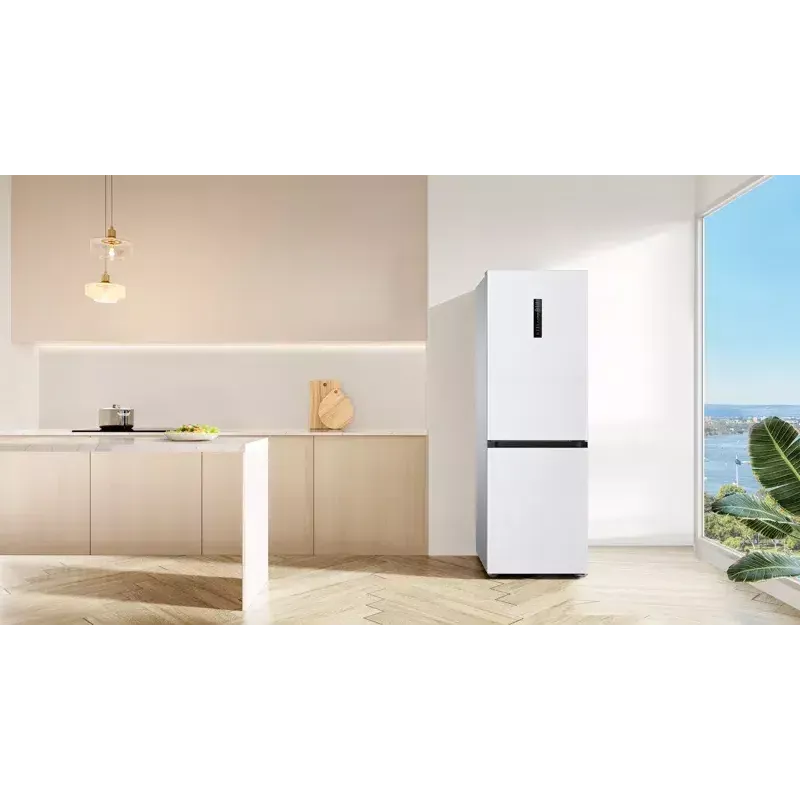 Frigorífico TCL RP340BWD1 — combi independiente, No Frost, 223 L frigorífico / 117 L congelador, 185 cm, clase energética D, pantalla, 35 dB, blanco