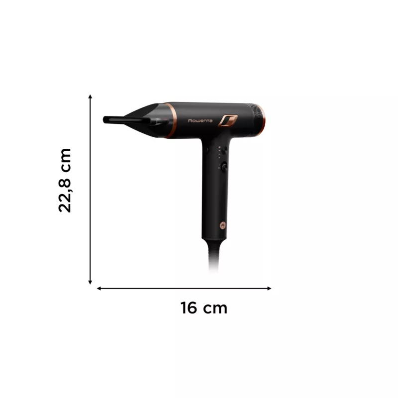 Secador de pelo ROWENTA HY8310, 1700 W, iónico, 3 niveles de calor, 3 velocidades, nivel frío — Negro