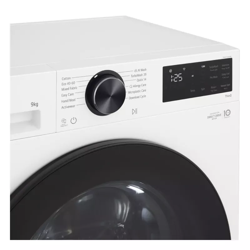 Lavadora secadora LG F2X50S9TWB, carga frontal, 9 kg, 1170 rpm, A Energía, 600×535×850 mm, blanca