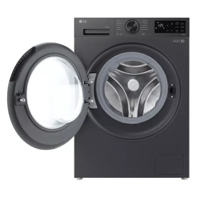 LG F4X5011TBB, A, carga frontal, capacidad de lavado 11 kg, profundidad 56,5 cm, 1400 rpm, Lavadora de carga frontal negra 1351 rpm
