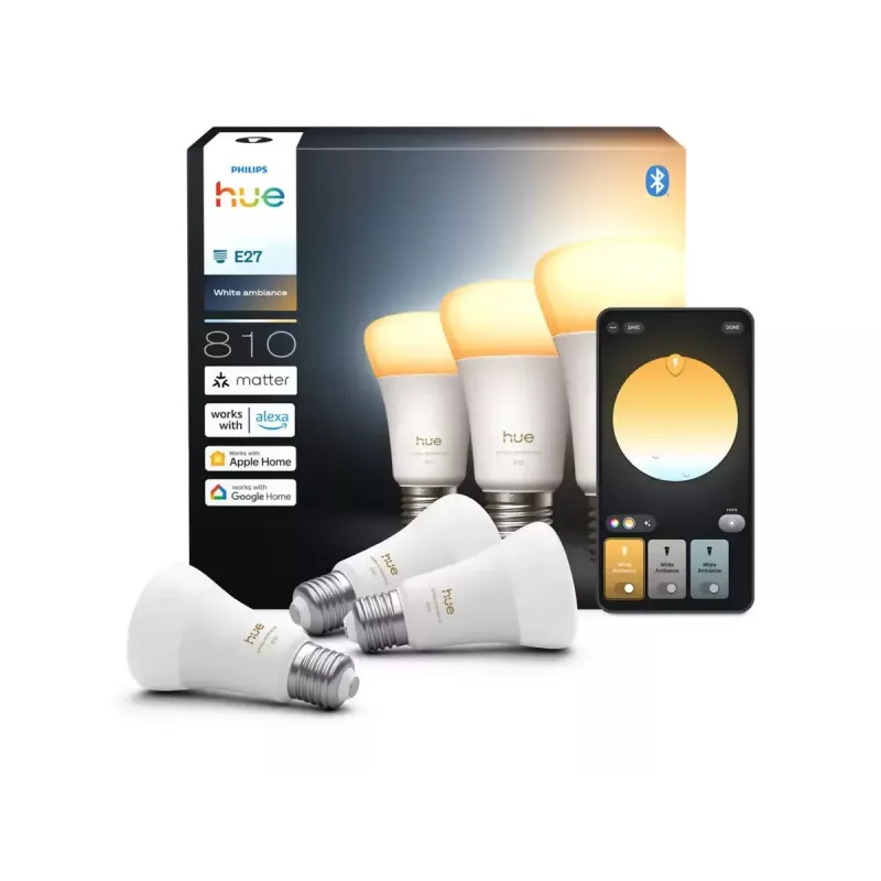 Philips Hue WA 810 A60 3P EU | E27 | 6 W | Luz de blanco cálido a frío | Bluetooth, Zigbee