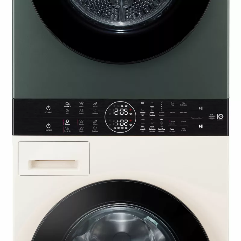 Lavadora secadora LG WT1210EGF de libre instalación carga frontal, 22 kg, 1400 rpm, Verde/Blanca