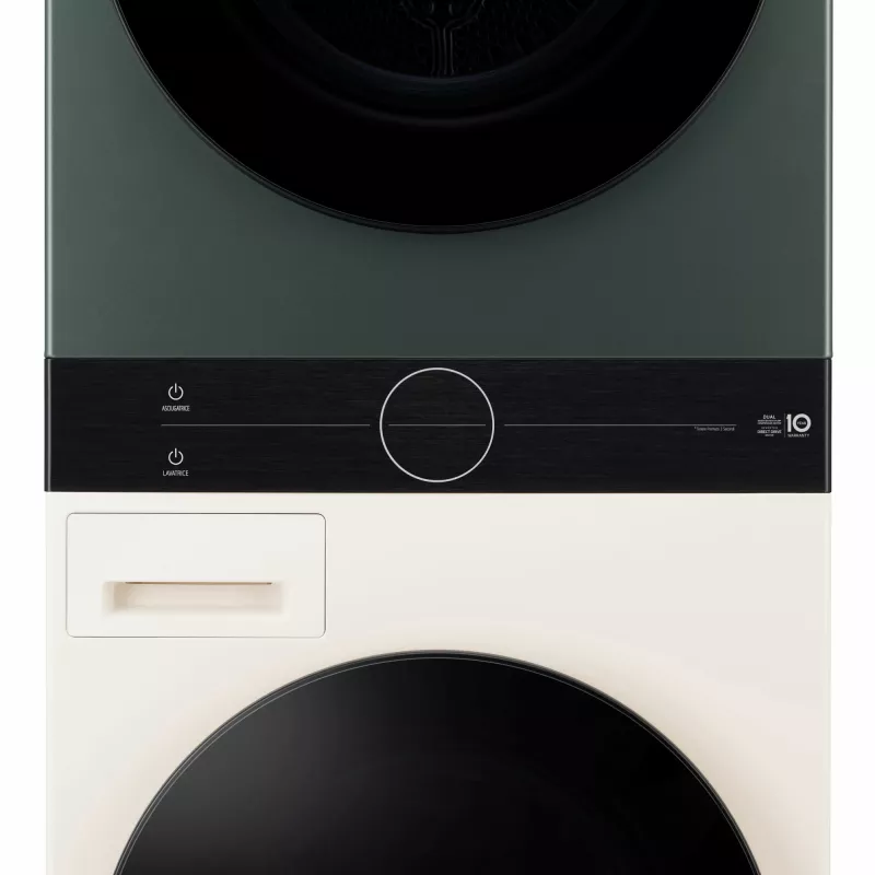 Lavadora secadora LG WT1210EGF de libre instalación carga frontal, 22 kg, 1400 rpm, Verde/Blanca