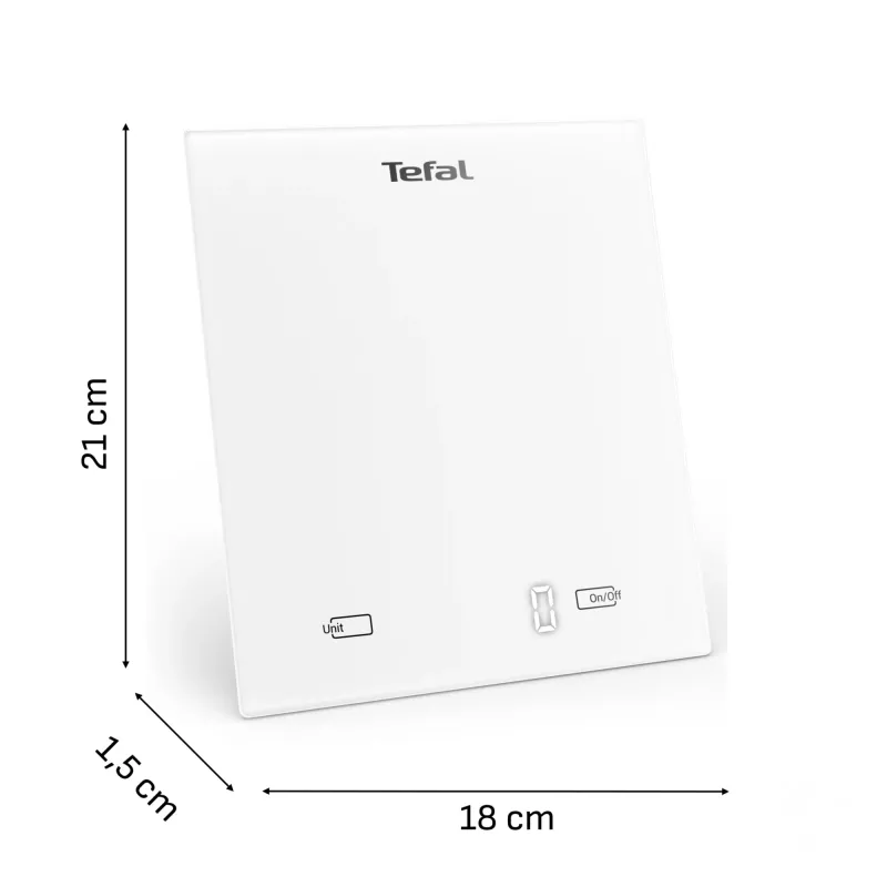 Báscula de cocina electrónica Tefal Essential BC5504V0 — 5 kg de capacidad, 1 g de precisión, pantalla LCD, blanca