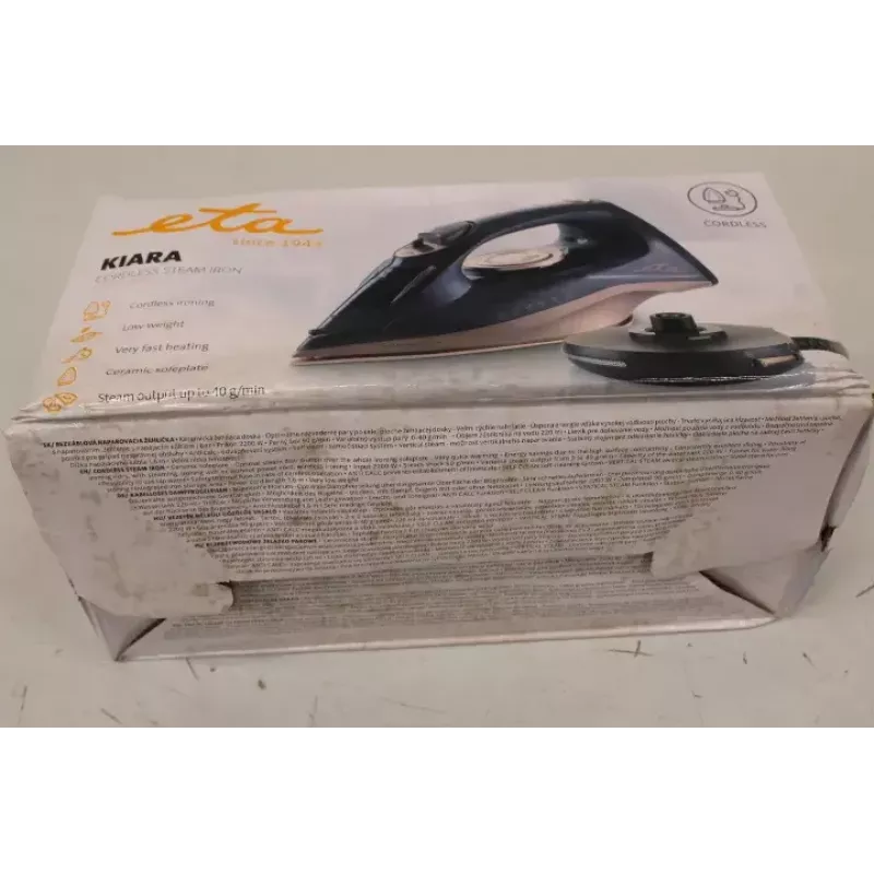 Plancha de vapor ETA Kiara ETA127690000, suela cerámica, 2200 W, depósito de agua 220 ml, vapor continuo 40 g/min, golpe de vapor 90 g/min, negro