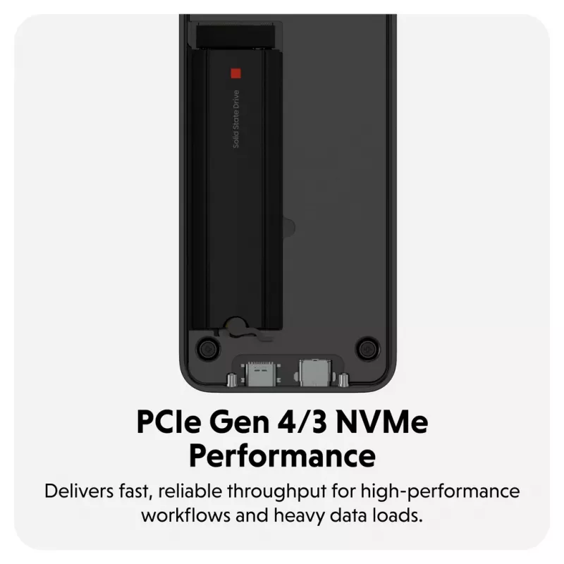 Caja para SSD Hyper HD2500GL para SSD M.2 PCIe (USB4 Gen4, USB‑C) Negra