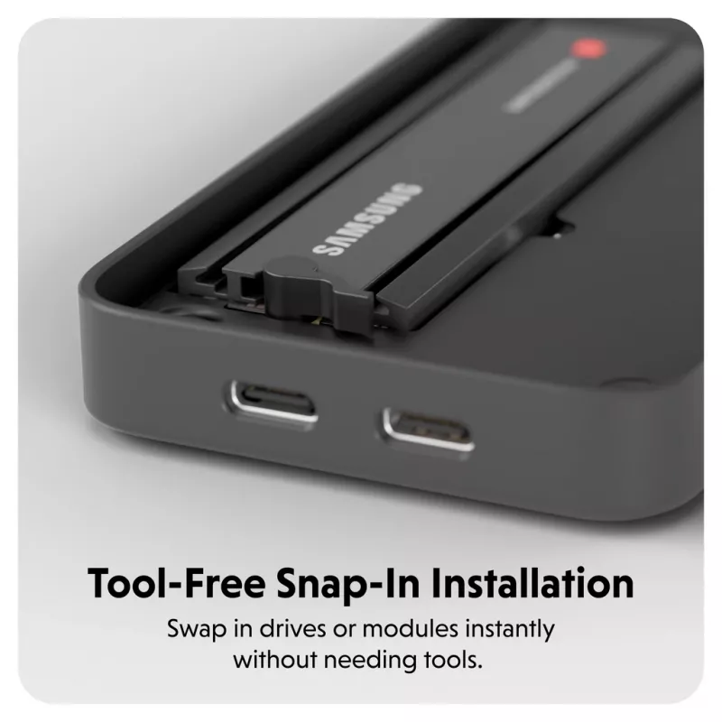Caja para SSD Hyper HD2500GL para SSD M.2 PCIe (USB4 Gen4, USB‑C) Negra