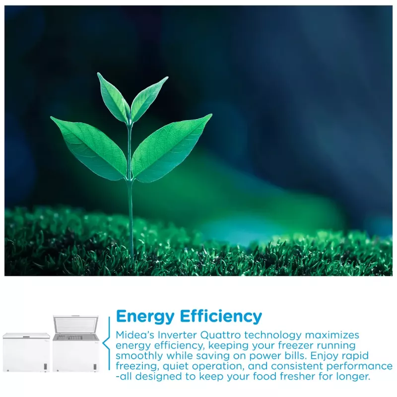 Arcón congelador Midea MDRC411FZE01 — independiente, capacidad 293 L, clase de eficiencia energética E, capacidad de congelación 14 kg/24h, blanco