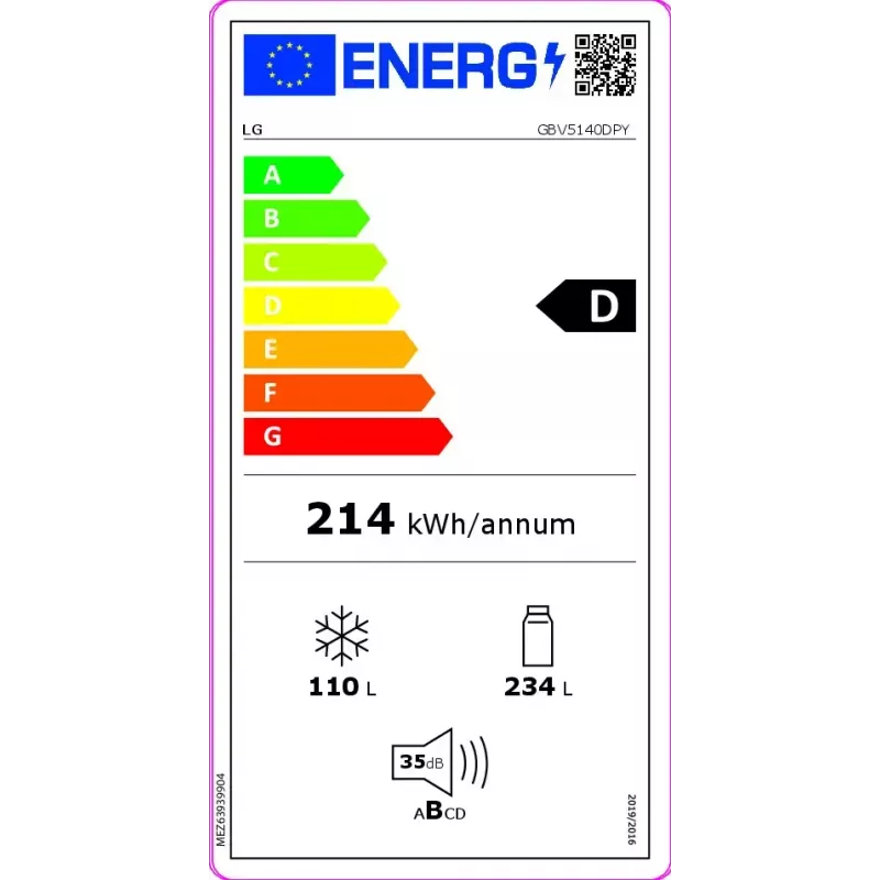 Frigorífico combi LG GBV5140DPY Independiente 344 L — frigorífico 234 L, congelador 110 L, No Frost, indicador LED, Plata